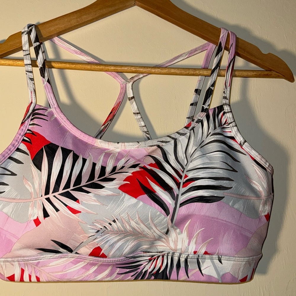 Gaiam Strappy Leaf Design Sports Bra Size Large